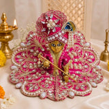 Rani Pink Pearl Embroidered Laddu Gopal Poshak with Matching Pagadi