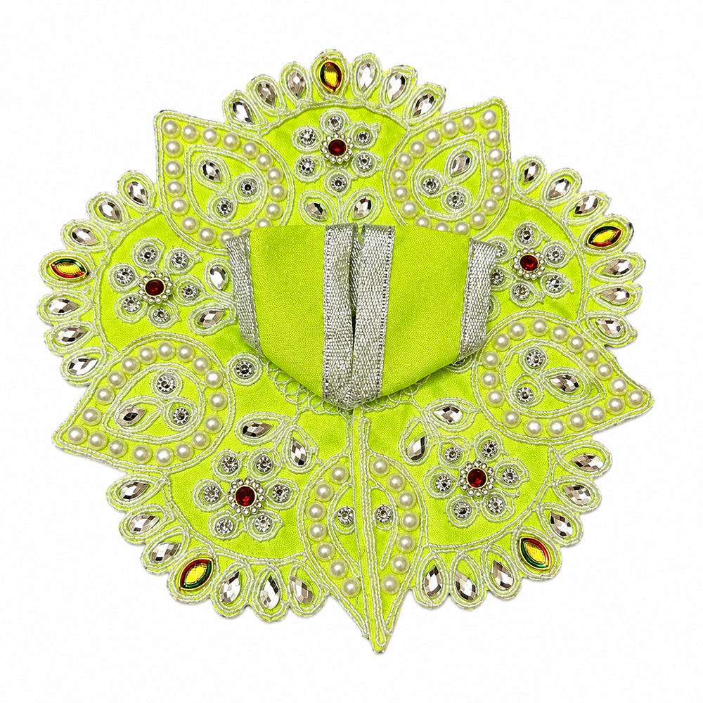 Lime Green Pearl & Mirror Work Laddu Gopal Dress for Kanha Ji