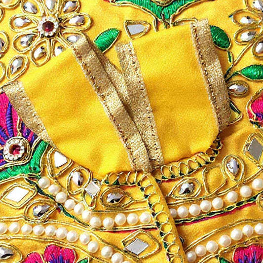 Laddu Gopal Yellow Dress with Pearl & Zari Work