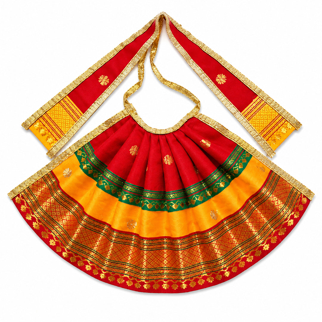 Designer Silk Mata Rani Dress – Red & Green