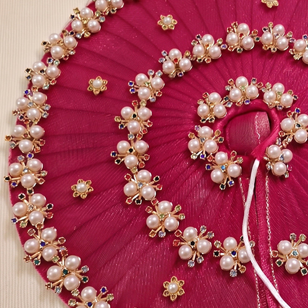 Magenta Laddu Gopal Poshak | Pearl & Navaratna Embellished Kanha Ji Dress | Sizes 4 to 7 | Premium Rani Pink Thakurji Outfit
