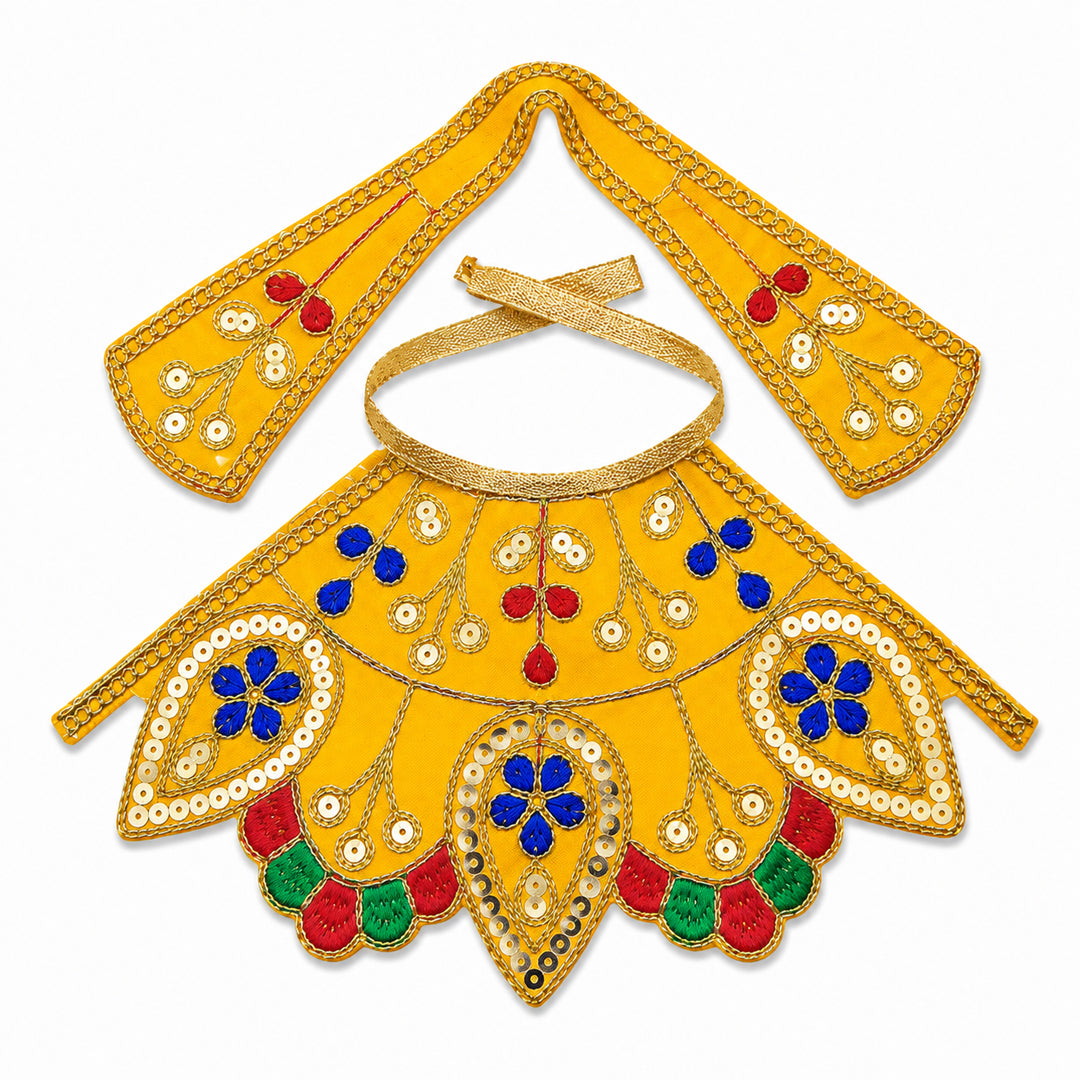 Yellow Embroidered Mata Rani Poshak with Zari & Sequin Work