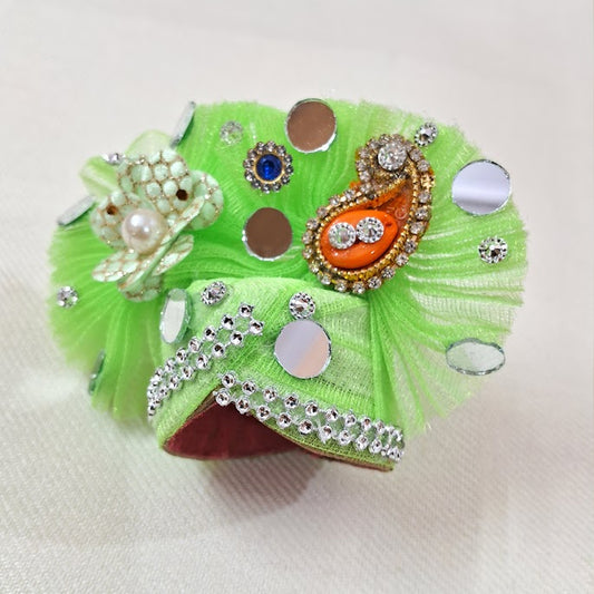 Parrot Green Laddu Gopal Designer Poshak with Mukut & Patka