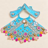 Mata Rani Sky Blue Designer Lehenga Patka Set