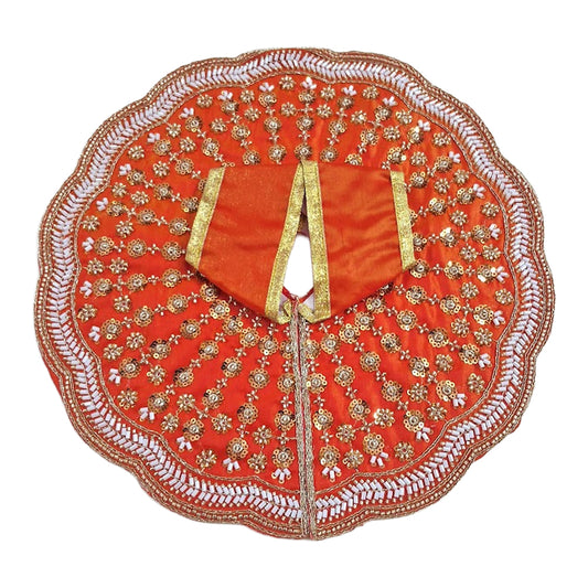 Premium Orange Embroidered Laddu Gopal Dress with Matching Mukut
