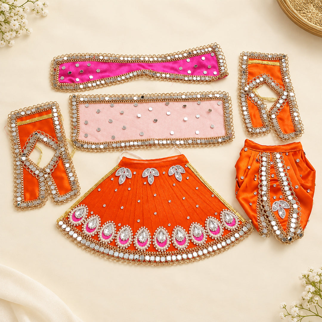Radha Krishna Designer Lehenga Set – Orange & Pink