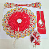Daivik Vastram Red Peacock Laddu Gopal Poshak Set with Mukut, Patka & Choli