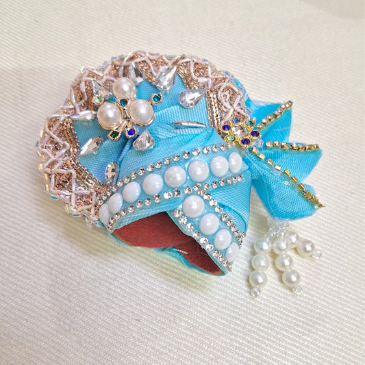 Premium Sky Blue Mor Pankh Design Laddu Gopal Dress with Mukut