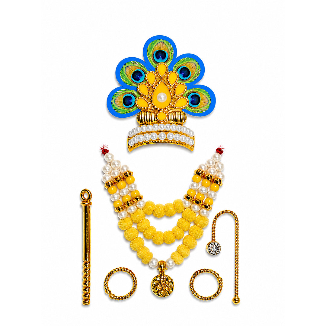 Laddu Gopal Designer Mala Set - Yellow Size 0-3