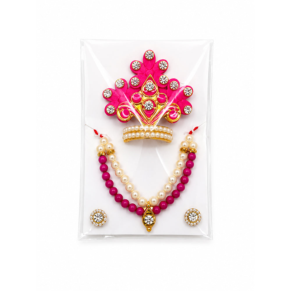 Laddu Gopal Designer Mala Set - Pink