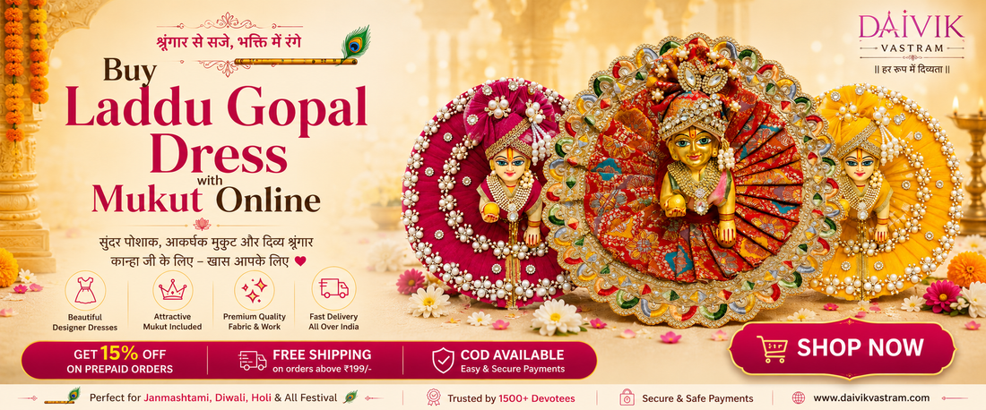 Buy Laddu Gopal Dress with Mukut Online – Daivik Vastram