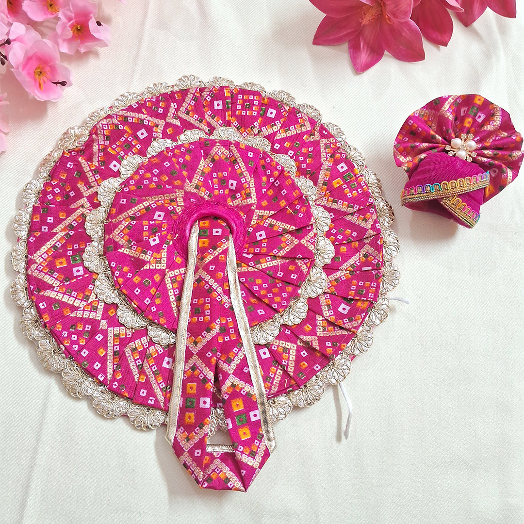 Rajsi Rani Pink Bandhani Laddu Gopal Poshak with Matching Pagadi