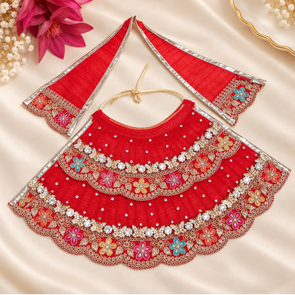 Mata Rani Red Floral Designer Lehenga Set