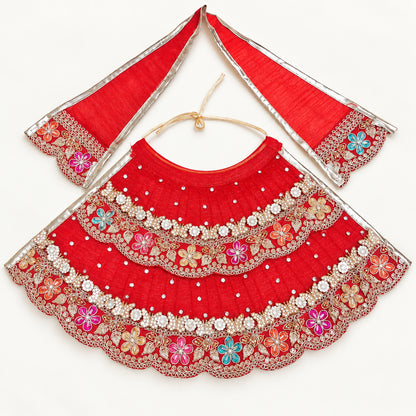 Mata Rani Red Floral Designer Lehenga Set