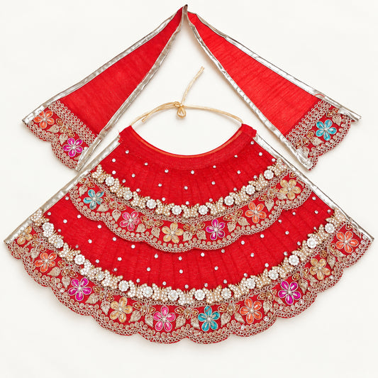 Mata Rani Red Floral Designer Lehenga Set