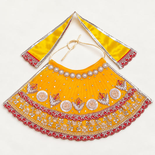 Mata Rani Yellow Designer Lehenga Patka Set