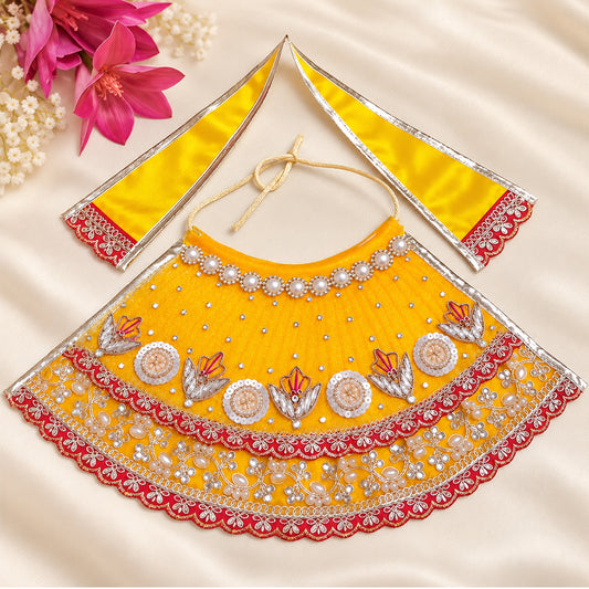 Mata Rani Yellow Designer Lehenga Patka Set