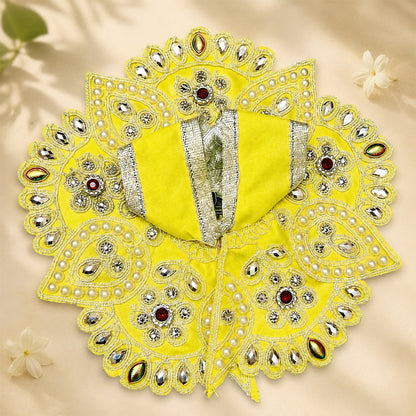 Yellow Pearl & Mirror Work Laddu Gopal Dress for Kanha Ji