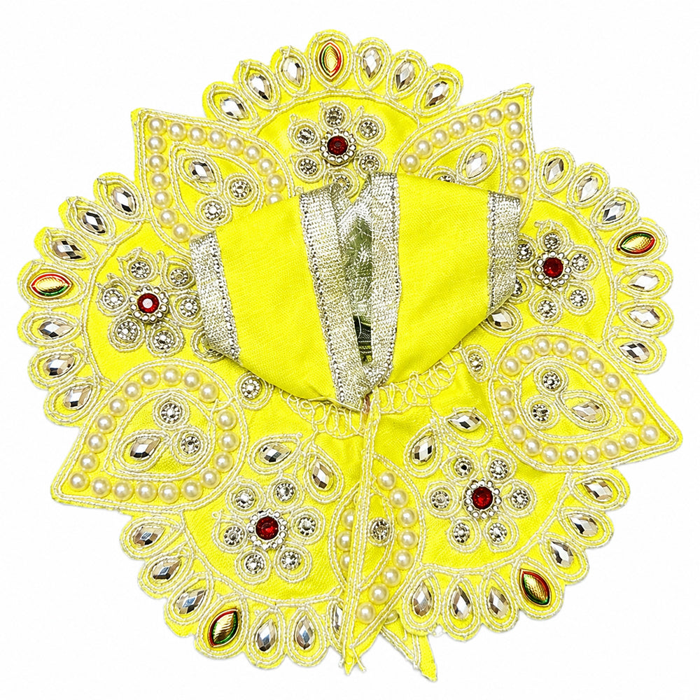 Yellow Pearl & Mirror Work Laddu Gopal Dress for Kanha Ji
