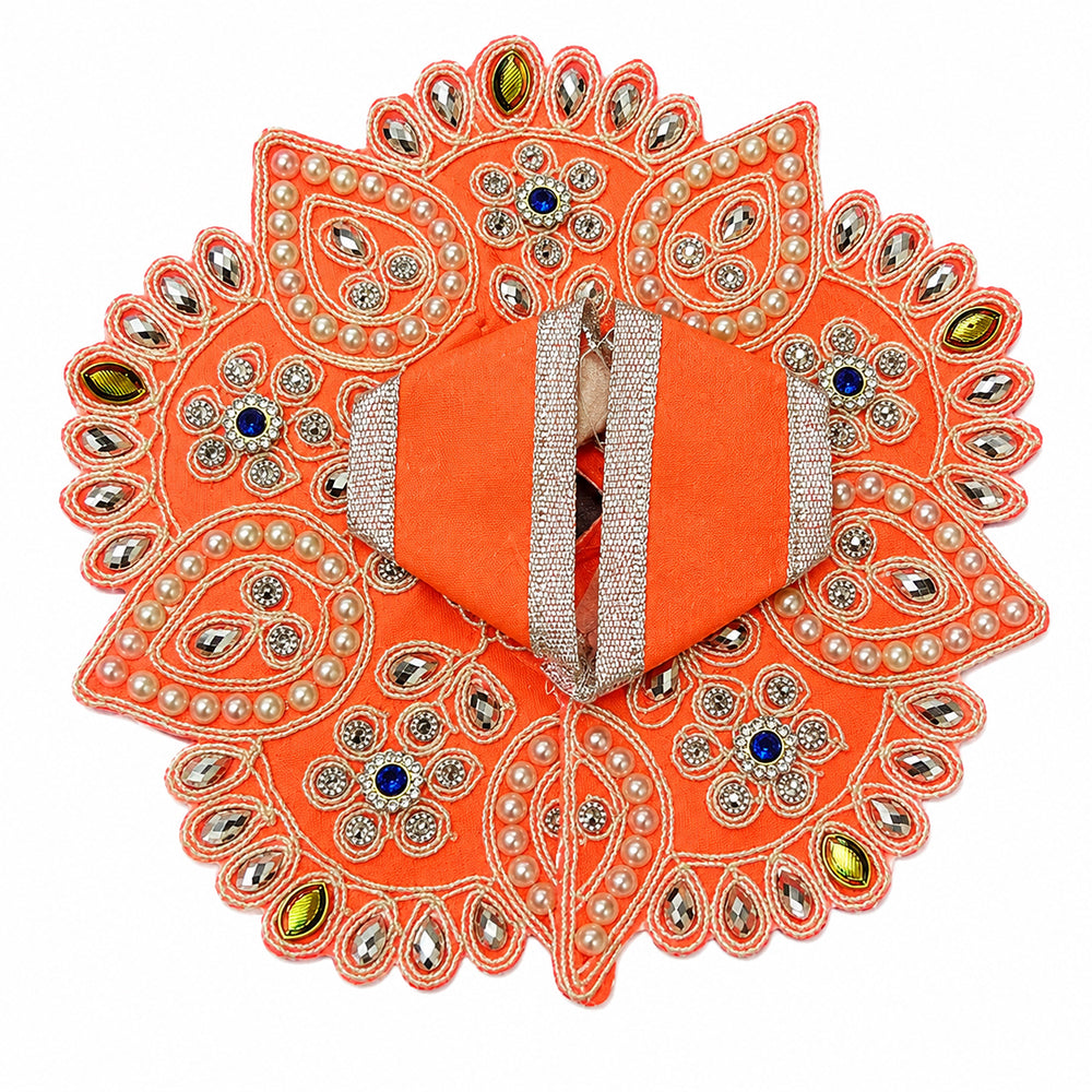 Orange Pearl & Mirror Work Laddu Gopal Dress for Kanha Ji