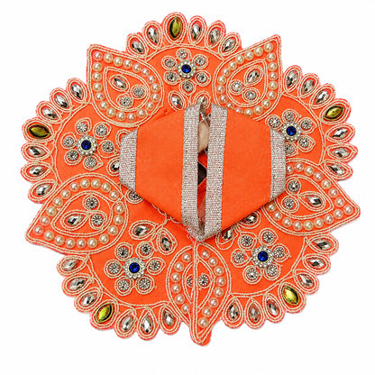 Orange Pearl & Mirror Work Laddu Gopal Dress for Kanha Ji