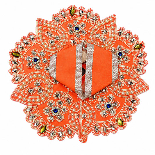 Orange Pearl & Mirror Work Laddu Gopal Dress for Kanha Ji