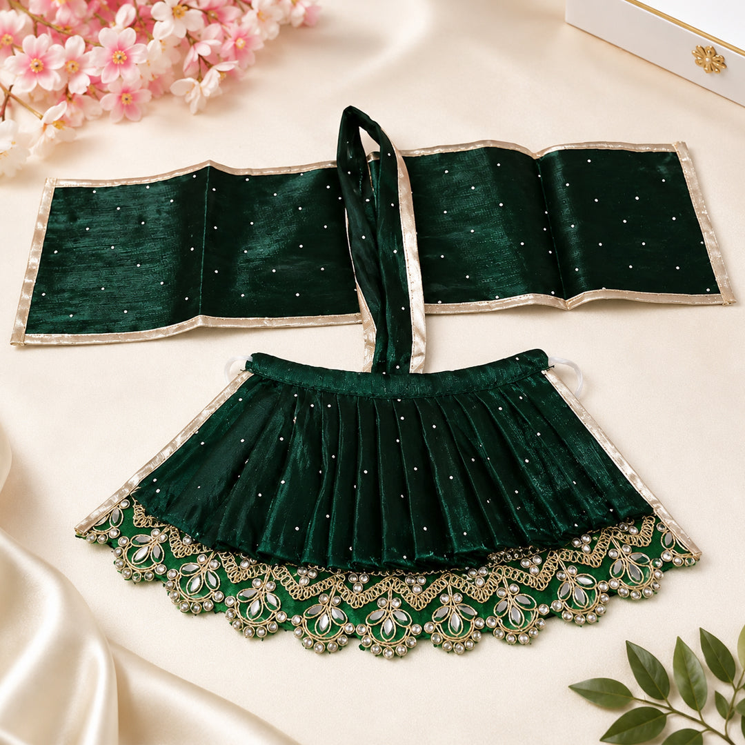 Dark Green Mata Rani Dress with Chunni