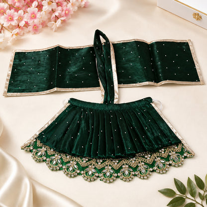 Dark Green Mata Rani Dress with Chunni