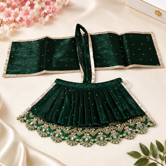Dark Green Mata Rani Dress with Chunni