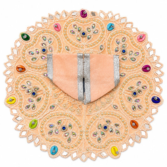Laddu Gopal Soft Peach Dress with Pearl & Zari Work