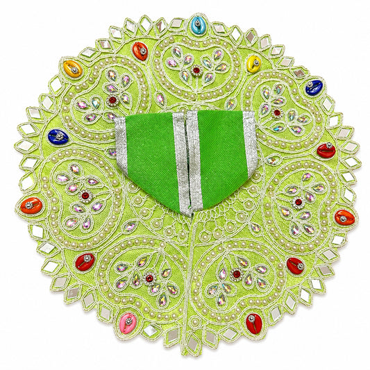 Laddu Gopal Light Green Dress with Pearl & Zari Work