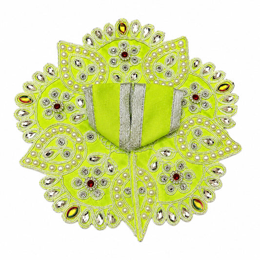 Lime Green Pearl & Mirror Work Laddu Gopal Dress for Kanha Ji