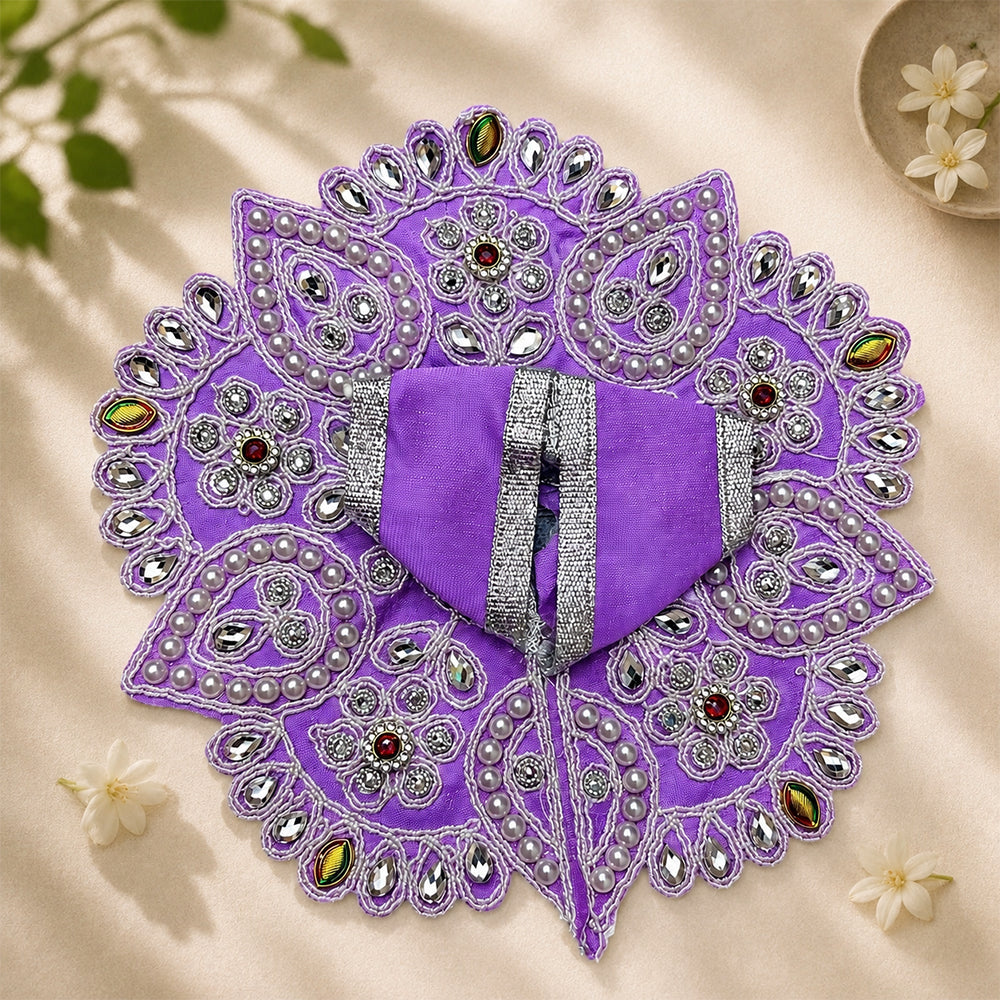 Purple Pearl & Mirror Work Laddu Gopal Dress for Kanha Ji