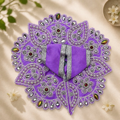 Purple Pearl & Mirror Work Laddu Gopal Dress for Kanha Ji