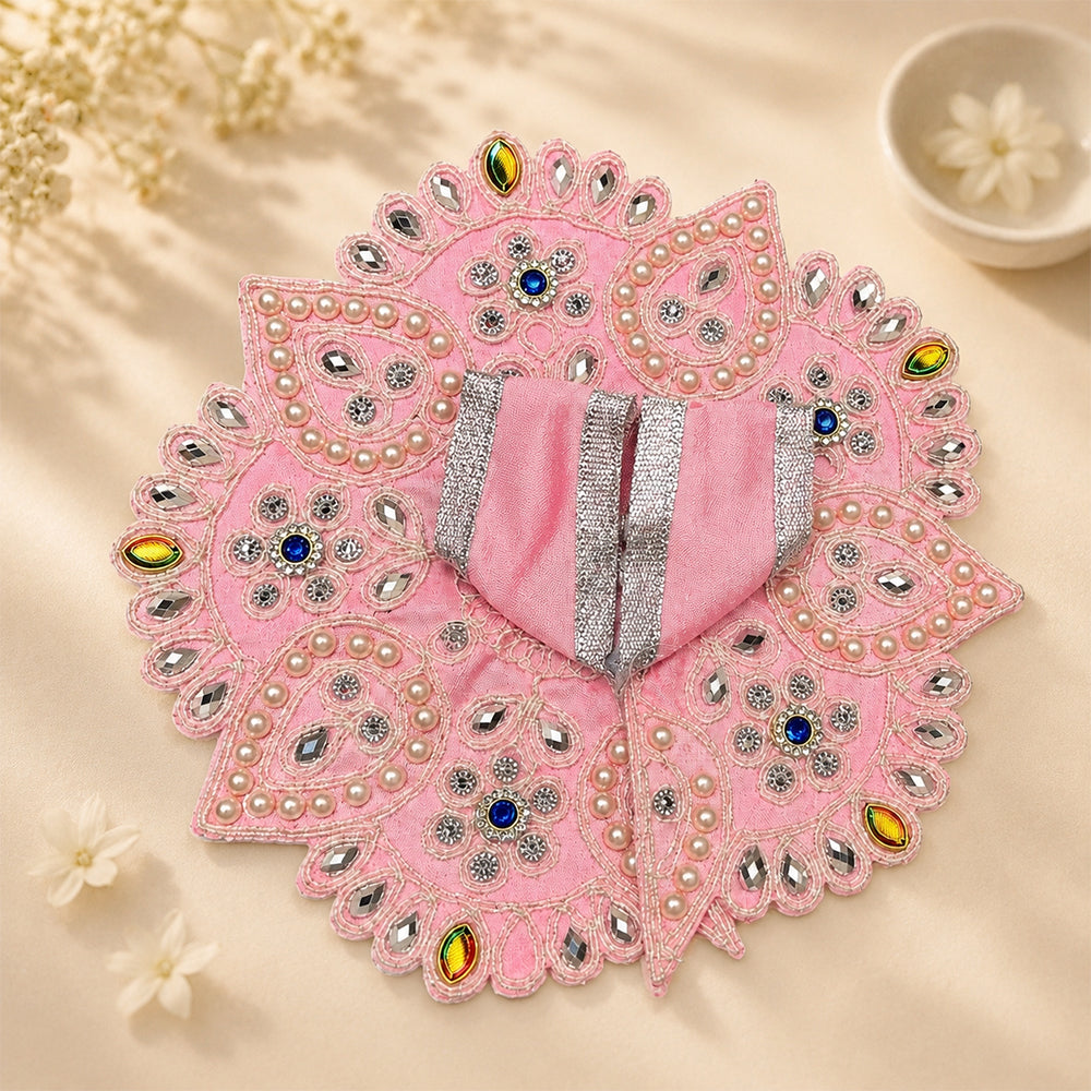 Pink Pearl & Mirror Work Laddu Gopal Dress for Kanha Ji