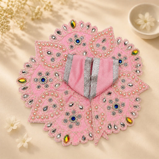 Pink Pearl & Mirror Work Laddu Gopal Dress for Kanha Ji