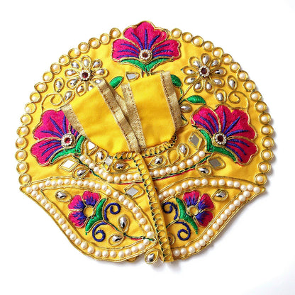 Laddu Gopal Yellow Dress with Pearl & Zari Work
