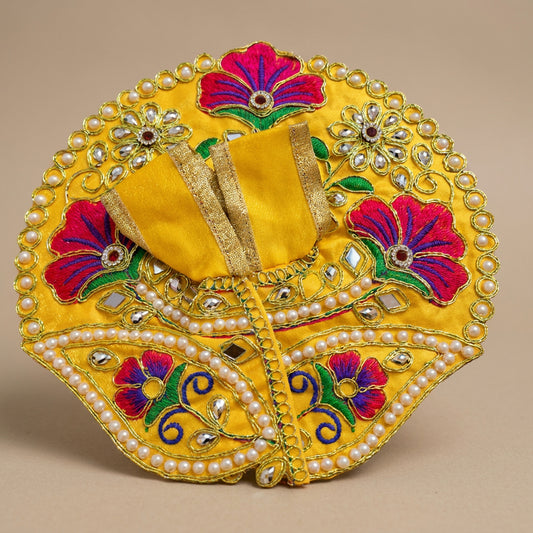 Laddu Gopal Yellow Dress with Pearl & Zari Work