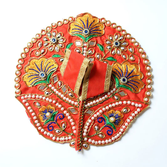 Laddu Gopal Red Dress with Pearl & Zari Work