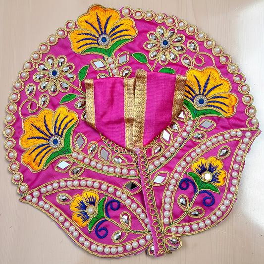 Laddu Gopal Pink Dress with Pearl & Zari Work