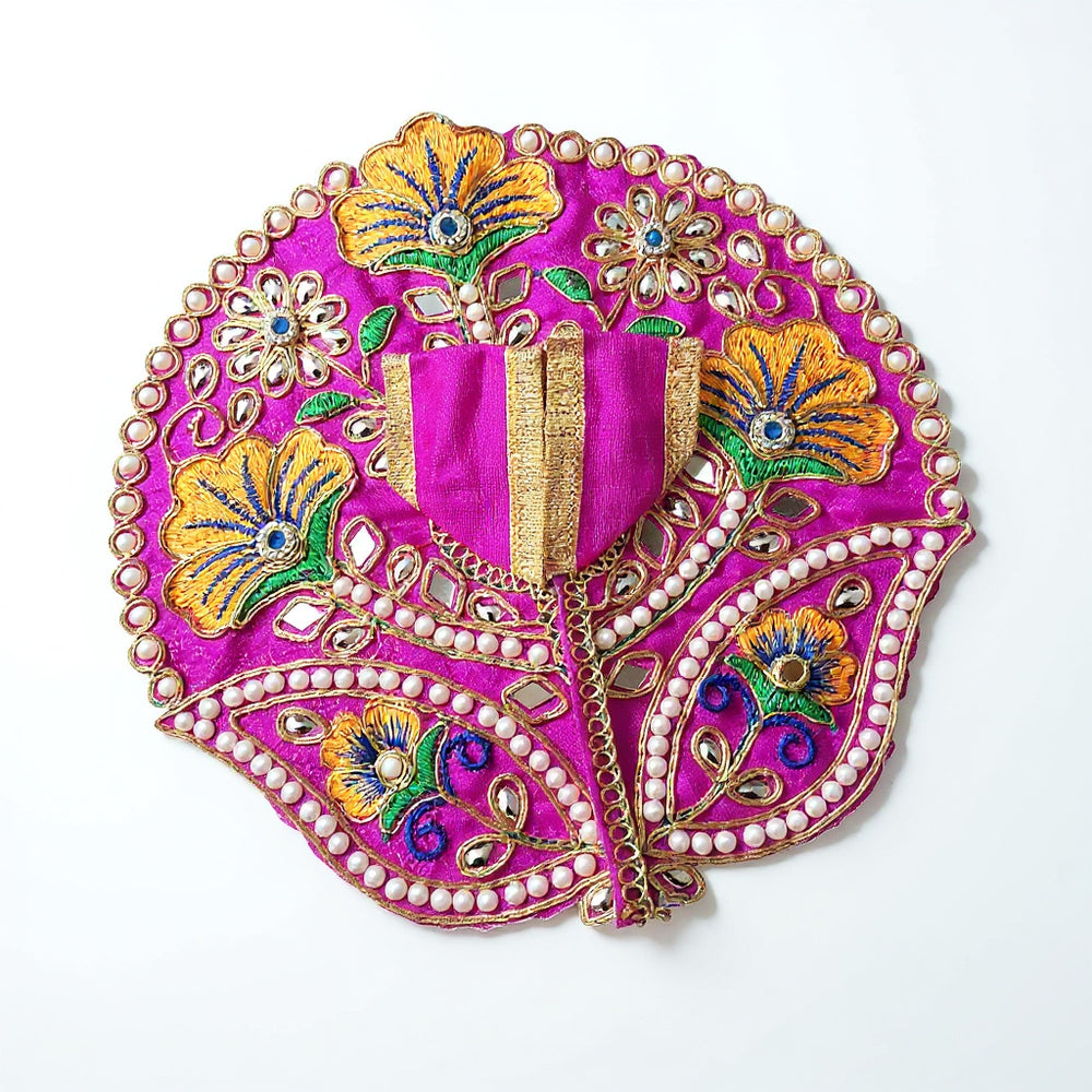 Laddu Gopal Purple Dress with Pearl & Zari Work