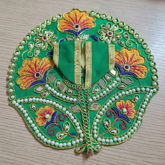 Laddu Gopal Green Dress with Pearl & Zari Work