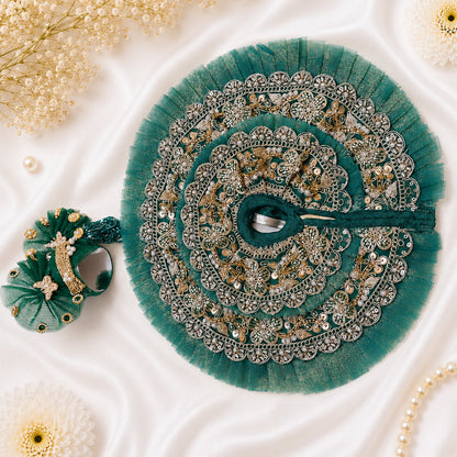 Emerald Green Handcrafted Laddu Gopal Dress with Pagadi
