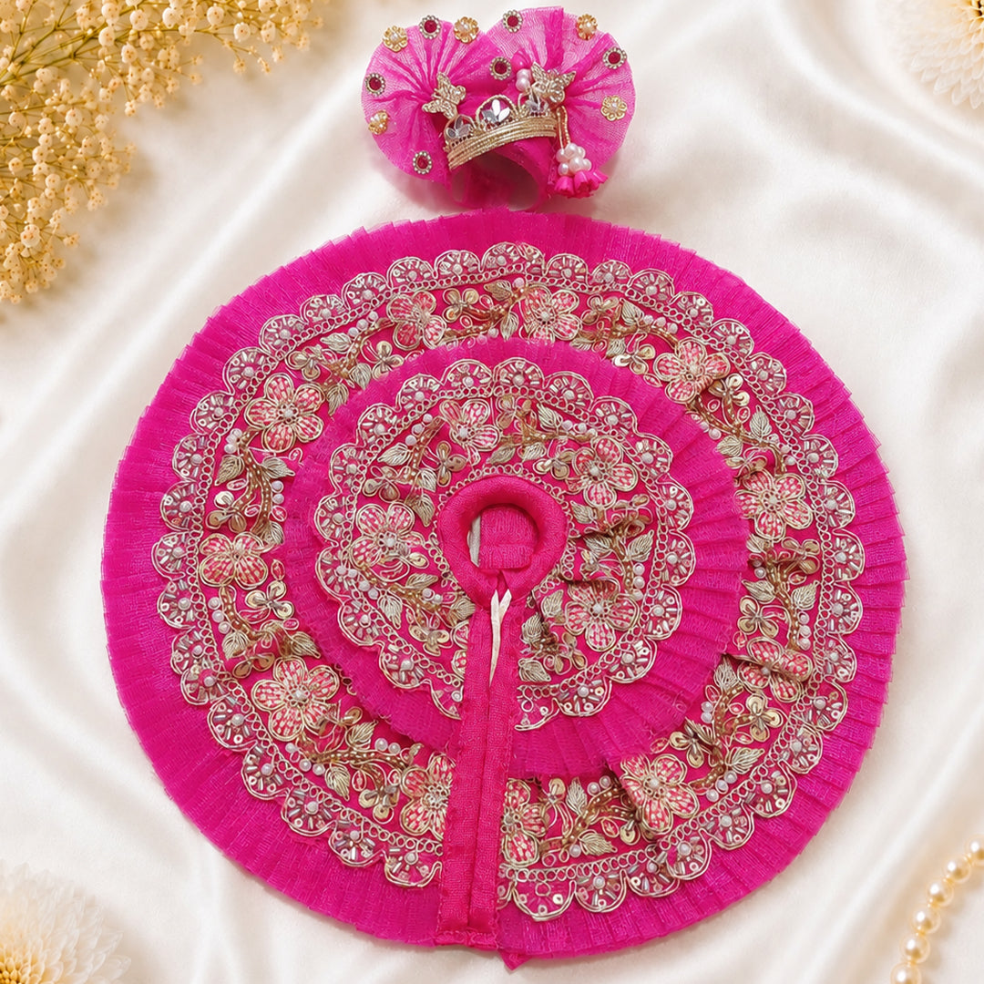 Pink Handcrafted Laddu Gopal Dress with Designer Pagadi