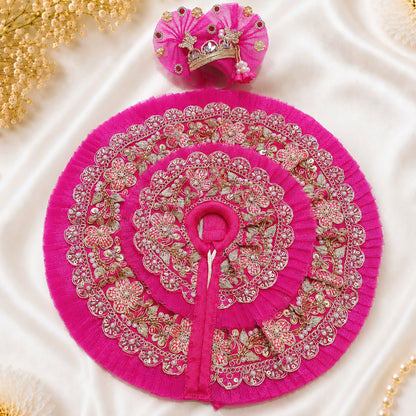 Pink Handcrafted Laddu Gopal Dress with Designer Pagadi