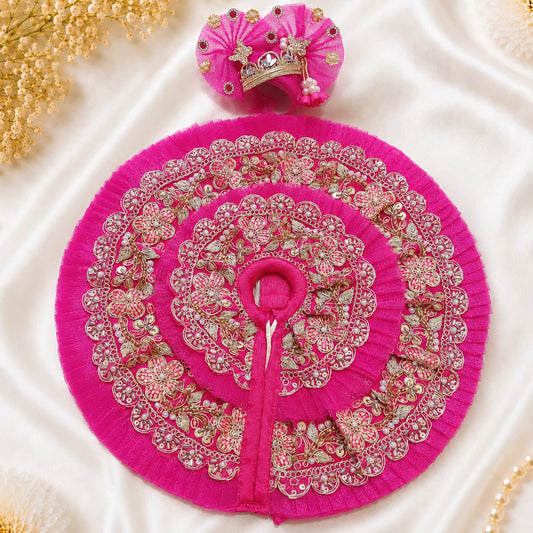 Pink Handcrafted Laddu Gopal Dress with Designer Pagadi