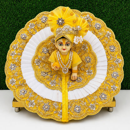 Yellow Floral Laddu Gopal Poshak with Pagadi