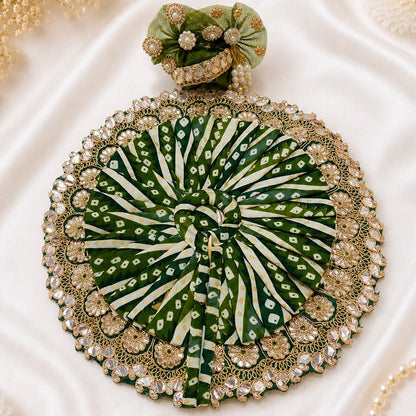 Green Printed Laddu Gopal Poshak with Pagadi