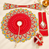 Daivik Vastram Red Peacock Laddu Gopal Poshak Set with Mukut, Patka & Choli