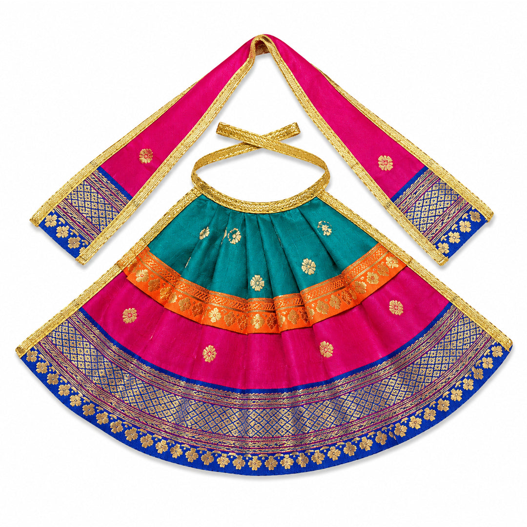 Designer Silk Mata Rani Dress – Blue & Magenta